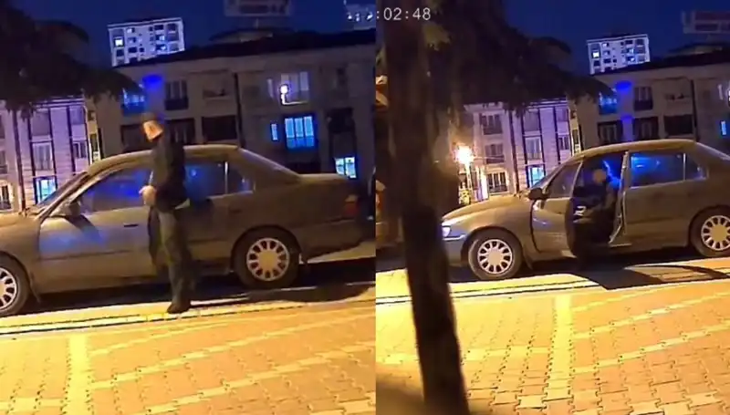Park Halindeki Otomobili Hızla Çalan Hırsızın Kaçış Anları Kamerada!